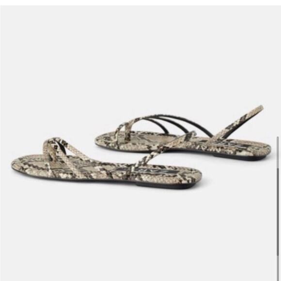 Zara Animal Print Flat Sandals Size 7.5 US - Picture 4 of 11